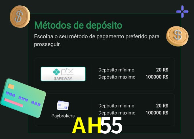 O cassino AH55 oferece uma grande variedade de métodos de pagamento